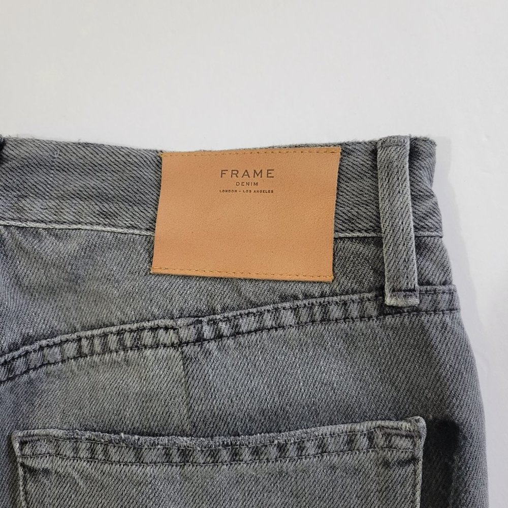 Frame Denim Nouveau Le Mix High Rise Cropped Raw Hem Ash Grey Distressed - Picture 11 of 16